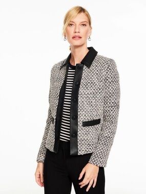 Talbots FAUX LEATHER TWEED JACKET